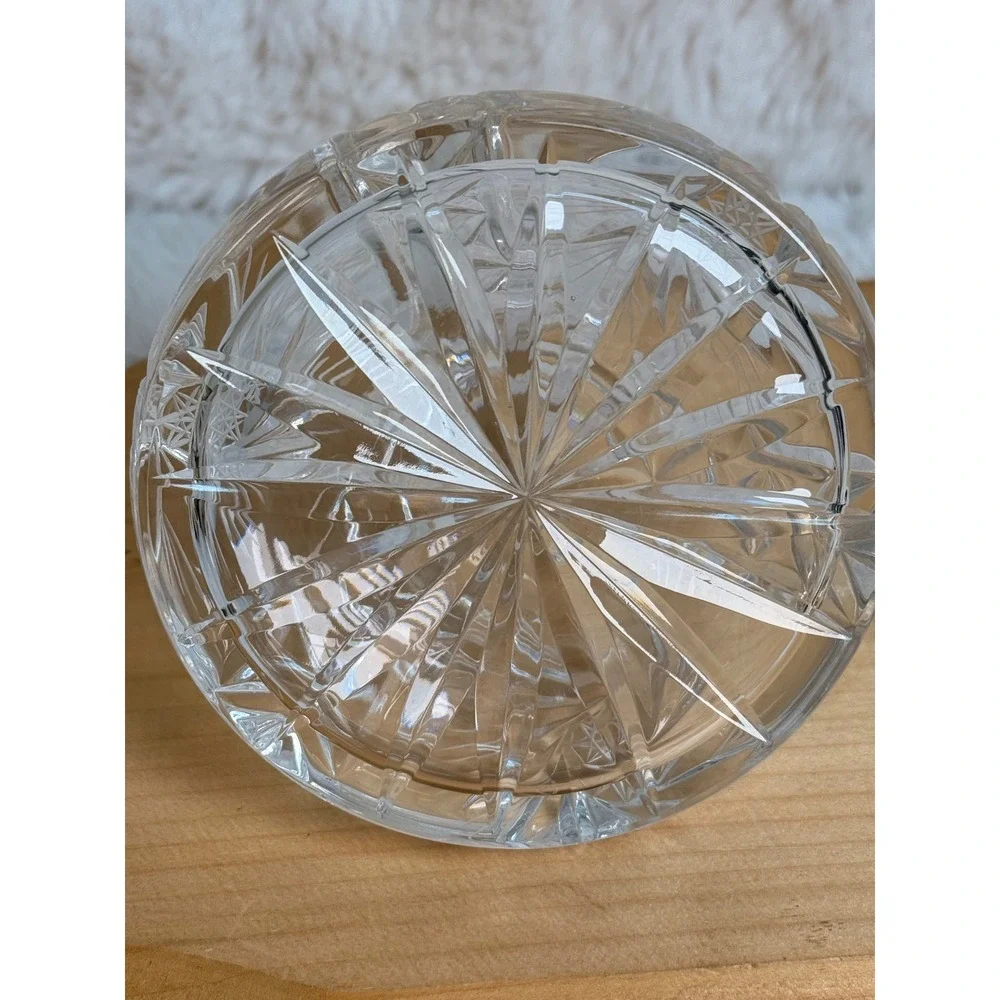 Vintage Lead Crystal Ships Decanter Pinwheel Starburst Cut Glass with Stopper